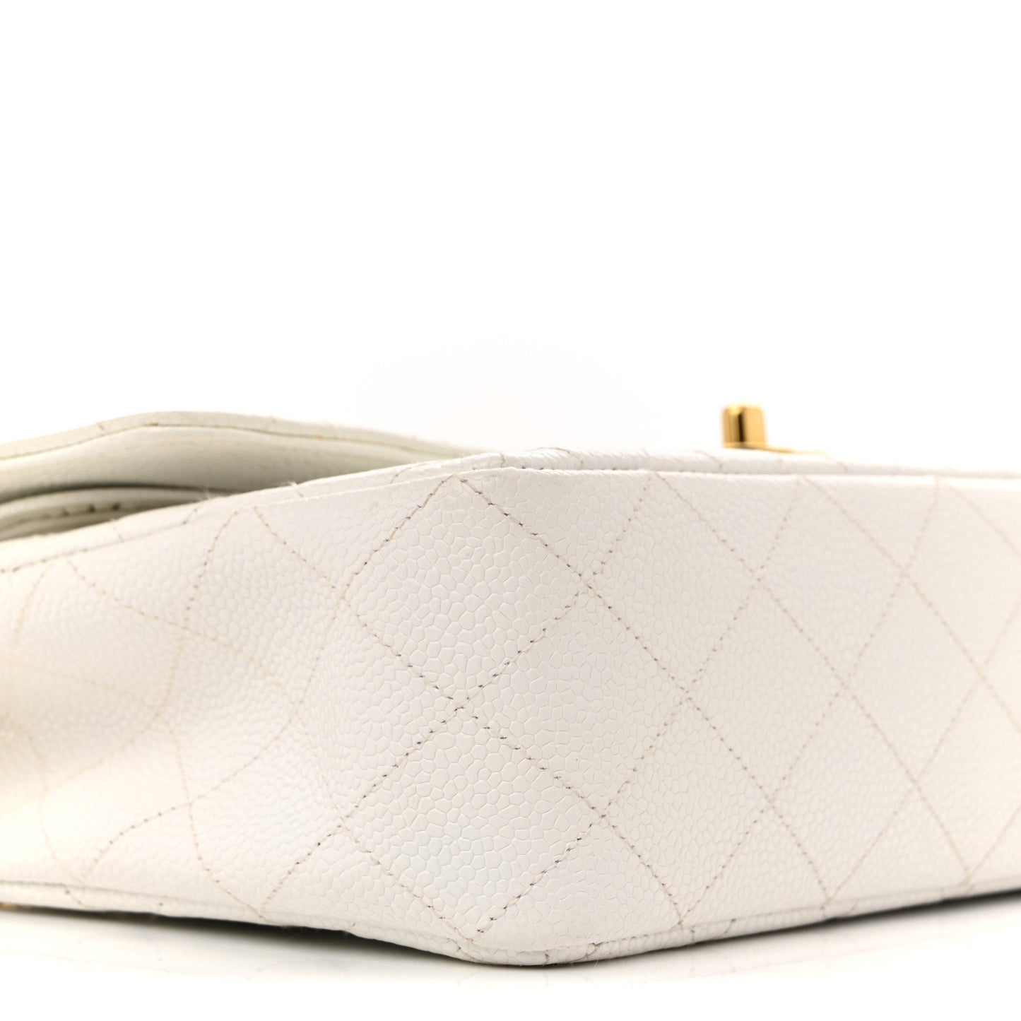 Caviar Quilted Medium Double Flap White