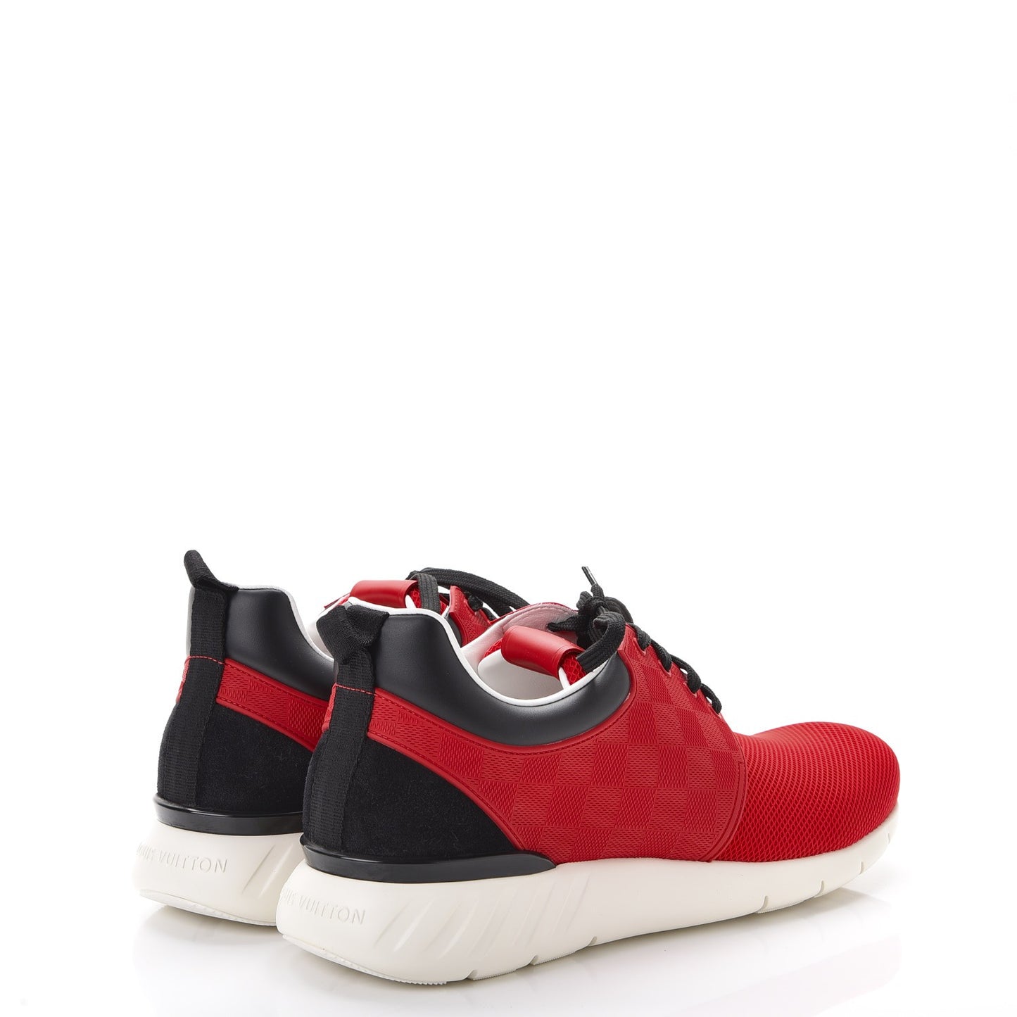 Rubber Mesh Suede Damier Fastlane Low Sneakers 9 Rouge