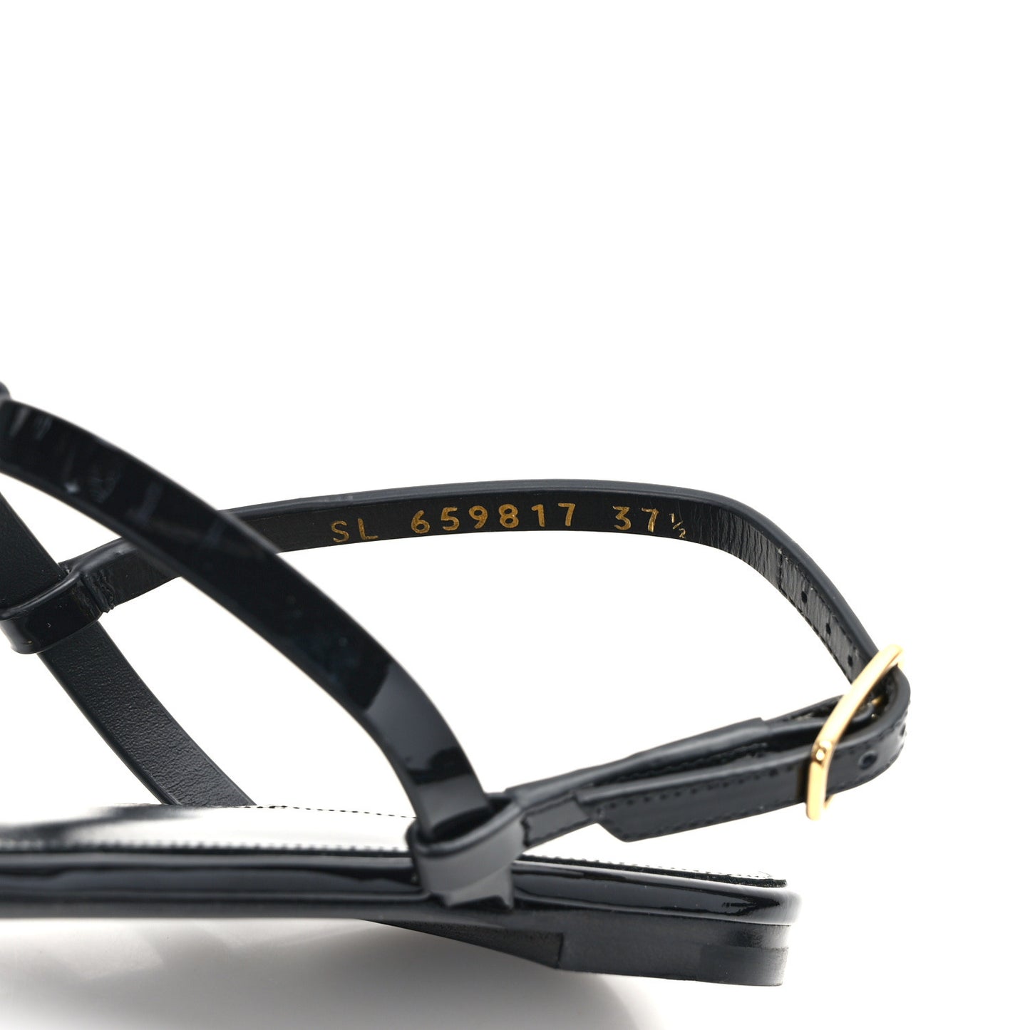 Patent Calfskin Cassandra Monogram Sandals 37.5 Black