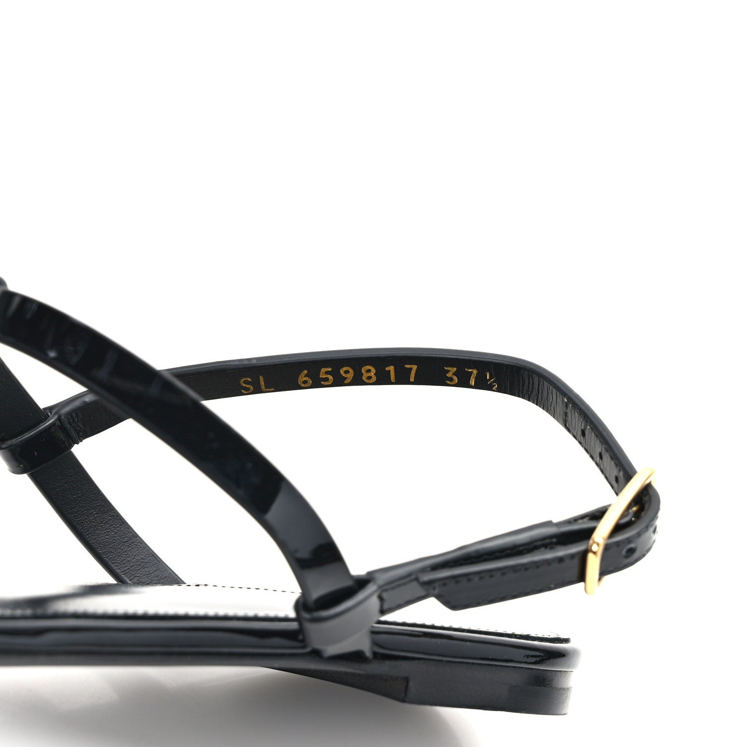 Saint Laurent Patent Calfskin Cassandra Monogram Sandals 37.5 Black 8 of 8