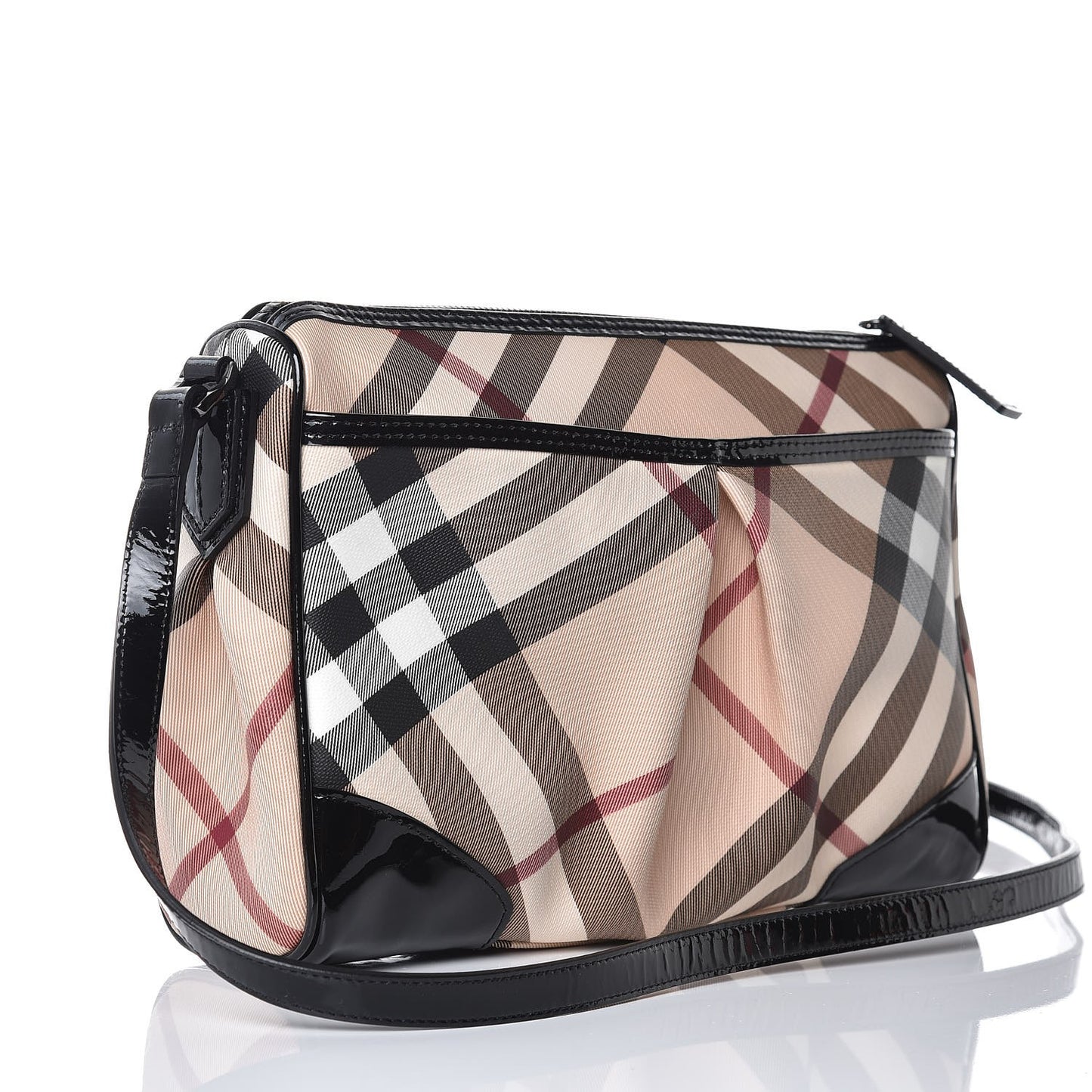 Patent Trim Nova Check Crossbody Black