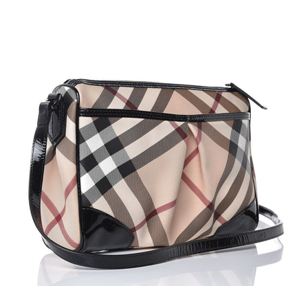 Burberry Patent Trim Nova Check Crossbody Black 3 of 9