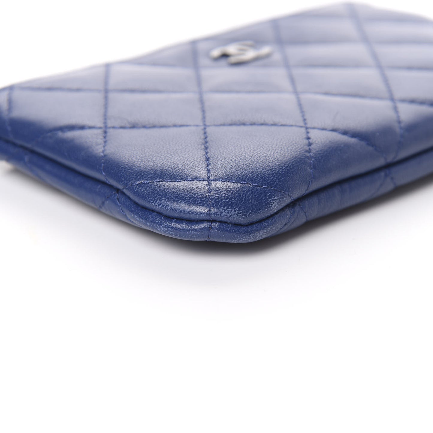 Lambskin Quilted Small Cosmetic Case Navy