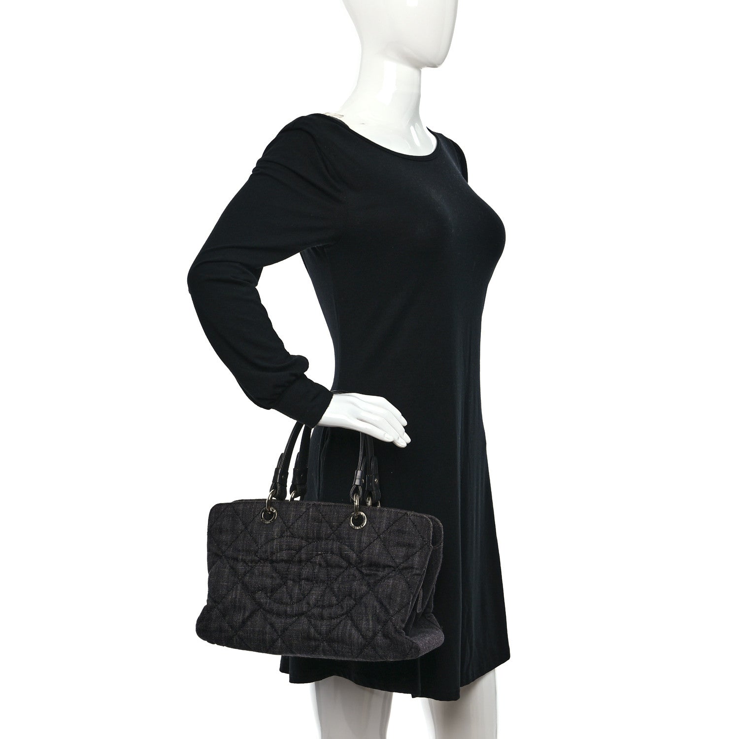 Chanel Denim Quilted Timeless Tote Black 2 of 10
