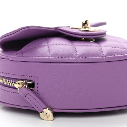 Chanel Lambskin Quilted CC In Love Heart Clutch With Chain Purple 9 of 11