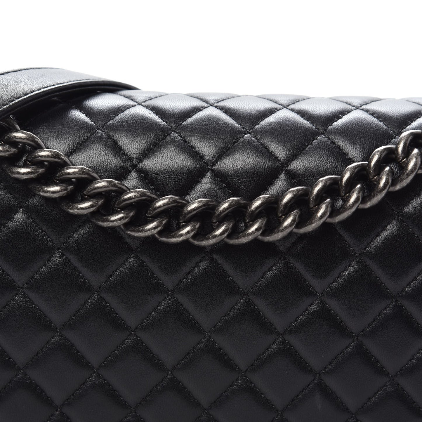 Lambskin Quilted New Medium Boy Flap Black