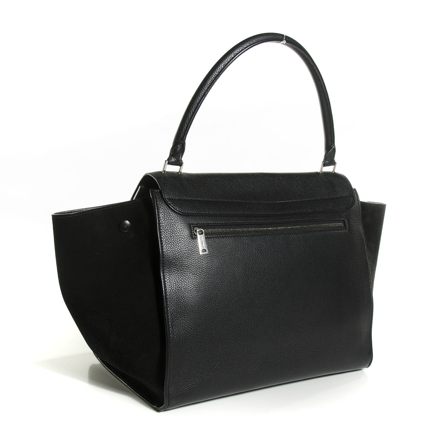 Drummed Calfskin Suede Large Trapeze Black
