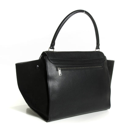 Celine Drummed Calfskin Suede Large Trapeze Black 3 of 9