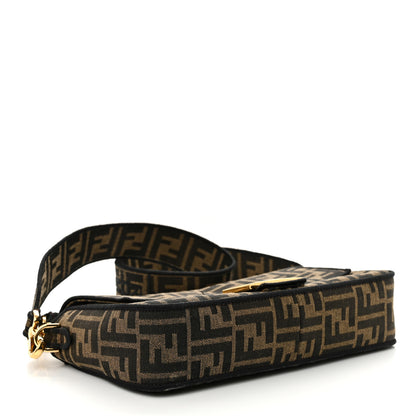 Fendi Fabric Jacquard FF 1974 Medium Baguette Tobacco Moro Black 4 of 10