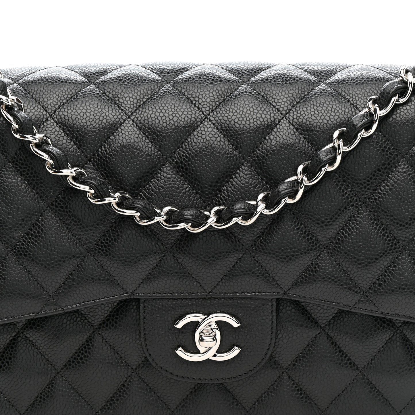 Caviar Quilted Jumbo Double Flap Black