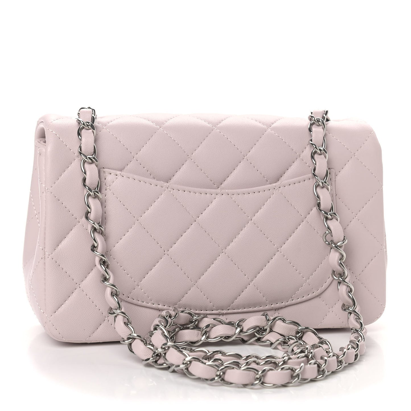 Lambskin Quilted Mini Rectangular Flap Light Purple