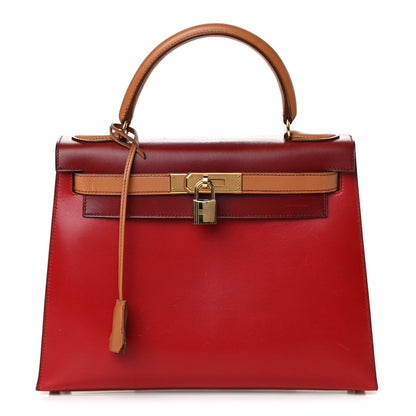 Hermes Box Chamonix Tri-Color Kelly Sellier 28 Rouge H Rouge Vif Naturelle 1 of 9