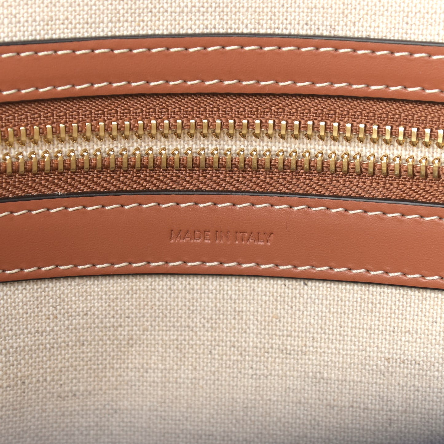 Canvas Calfskin Horizontal Cabas Navy Tan