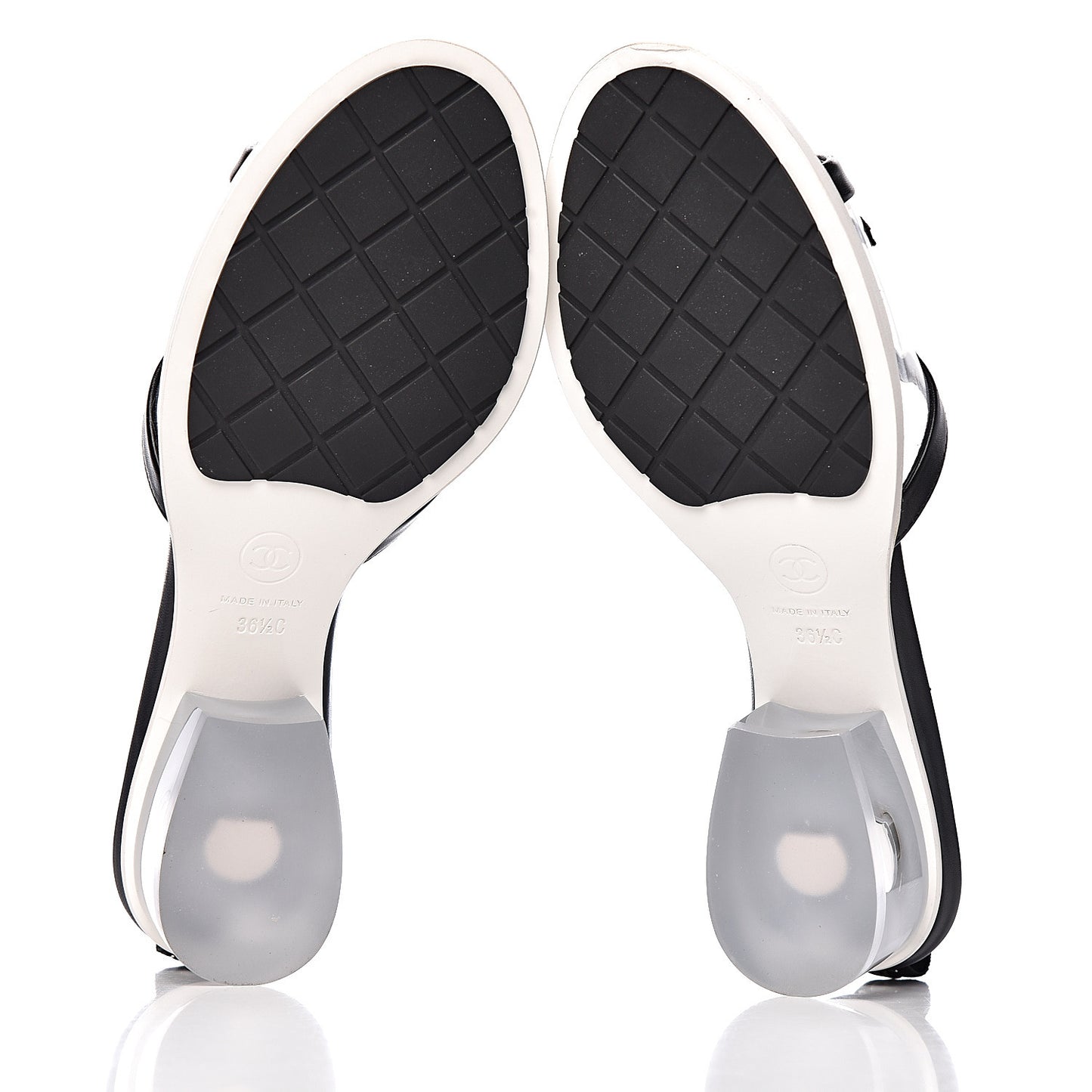 PVC Lambskin Logo Mules 36.5 Black