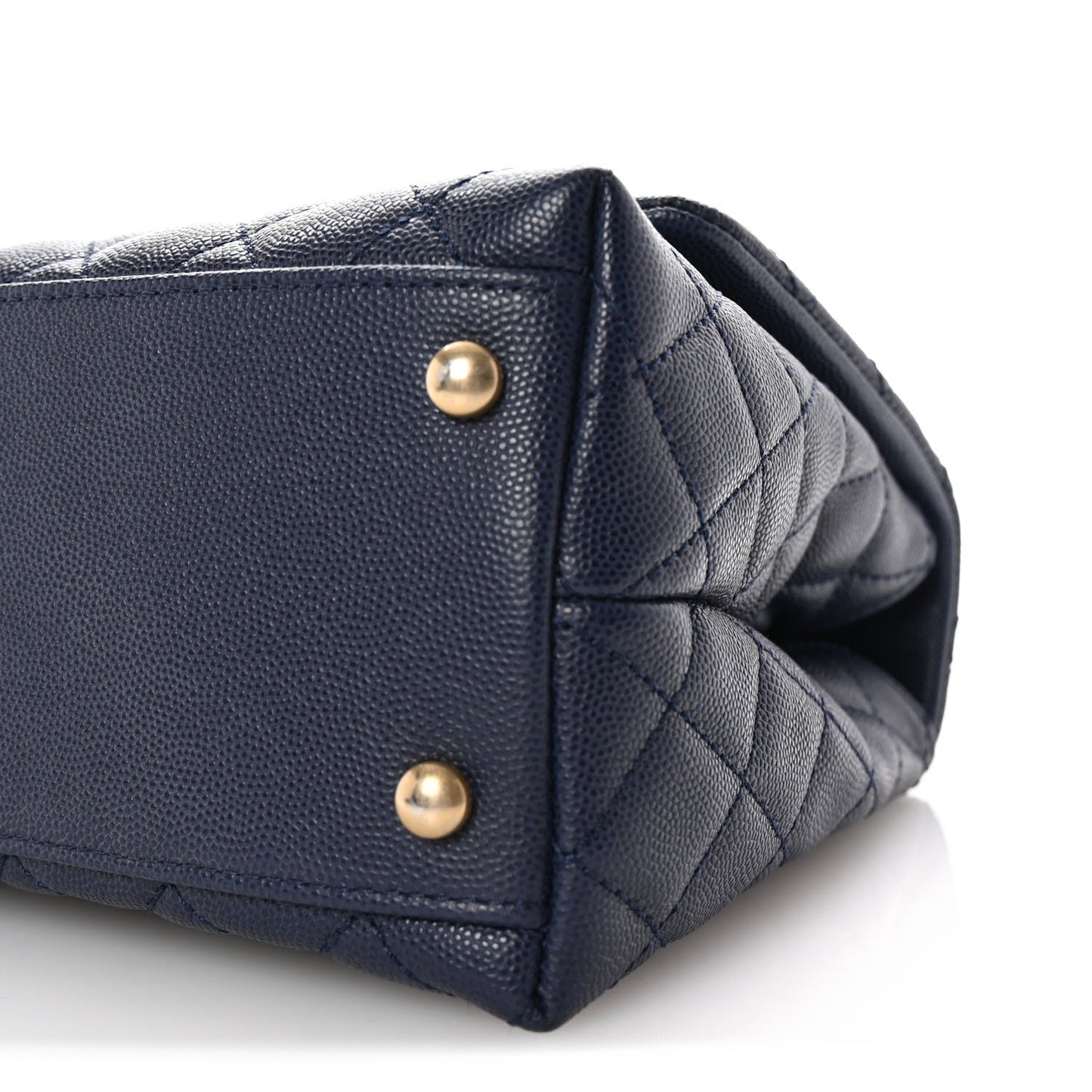 Caviar Elaphe Quilted Small Coco Handle Flap Navy