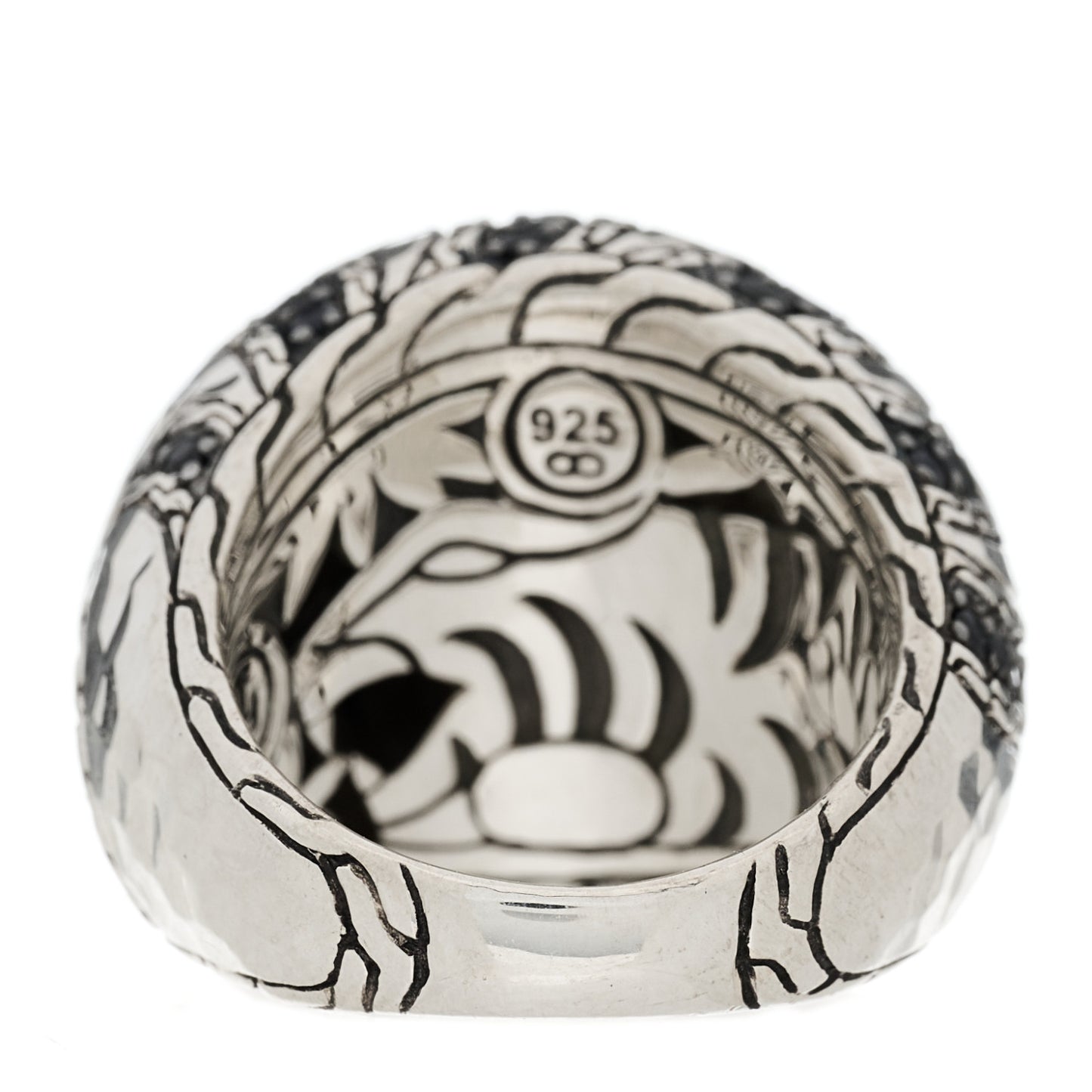 Sterling Silver Black Sapphire Macan Dome Ring 54 7