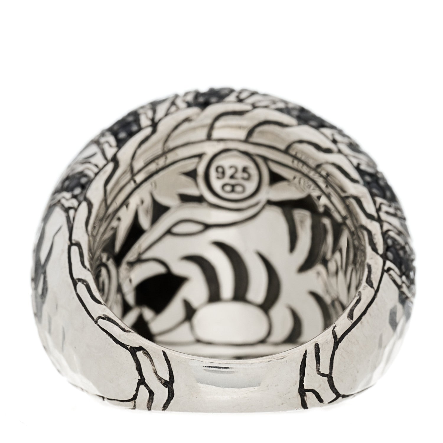 John Hardy Sterling Silver Black Sapphire Macan Dome Ring 54 7 4 of 6