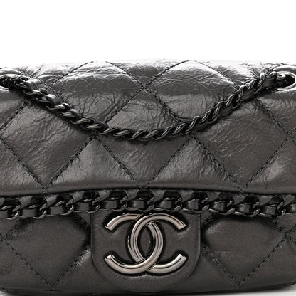 Chanel Metallic Aged Calfskin Mini Chain Me Flap Black 7 of 9