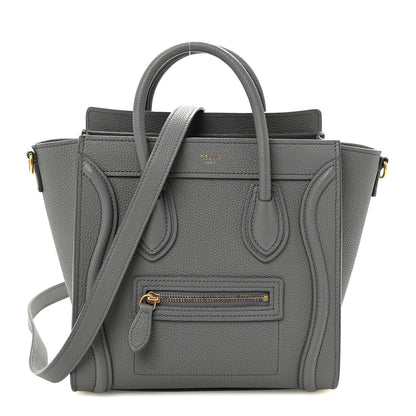 Celine Drummed Calfskin Nano Luggage Kohl 1 of 11