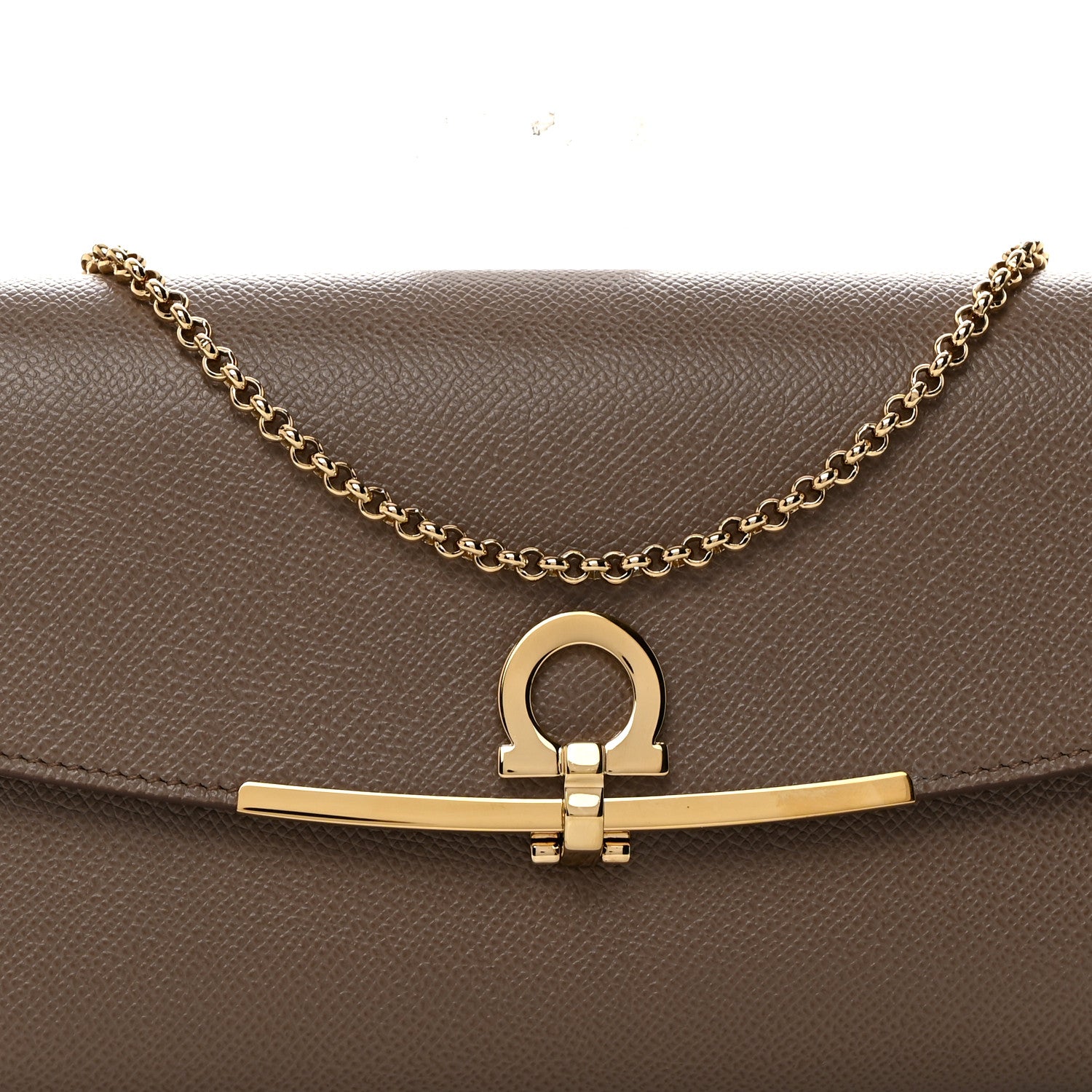 Salvatore Ferragamo Hammered Calfskin Gancini Icona Mini Bag Beige 13 of 19