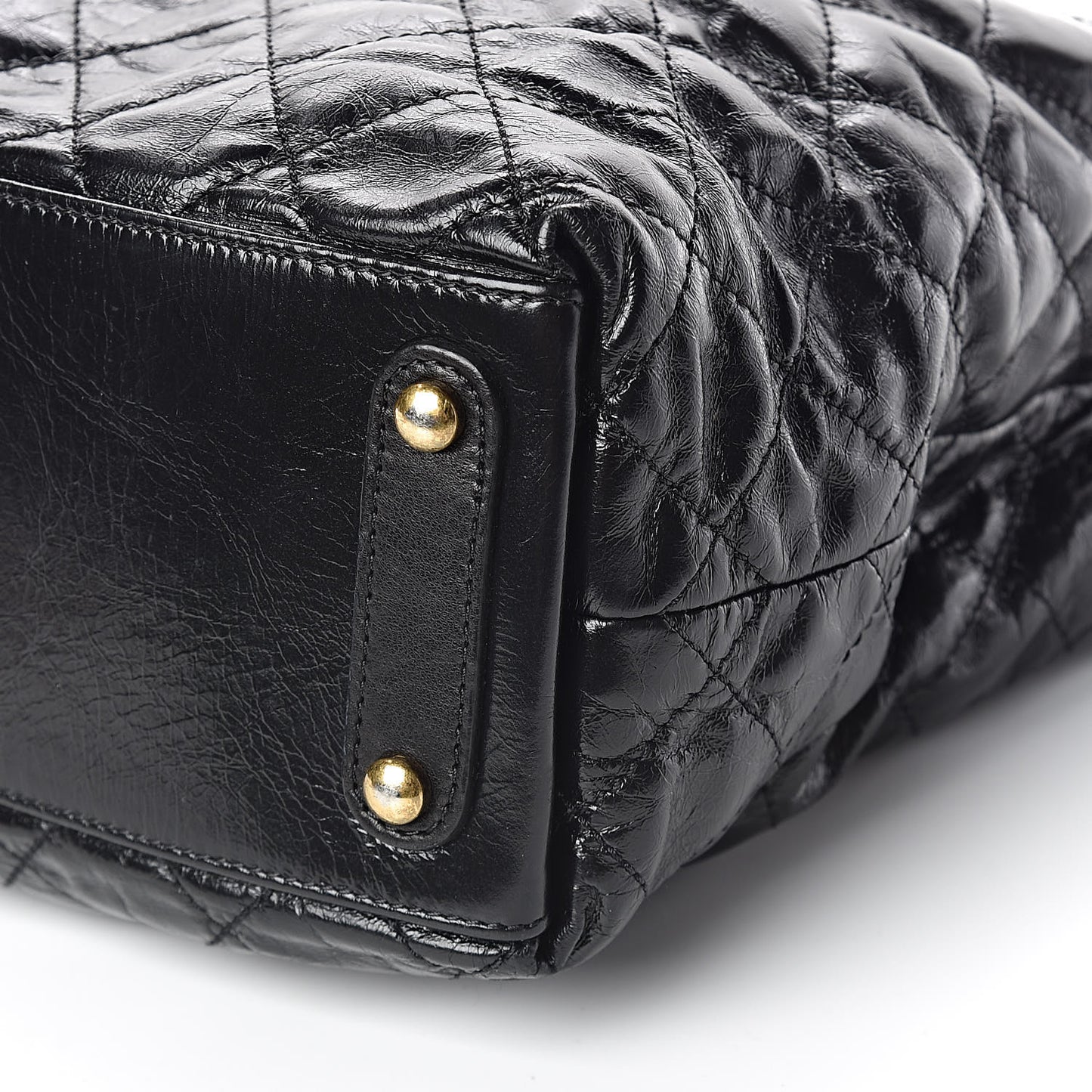 Glazed Calfskin Stingray Large Bindi CC Tote Black