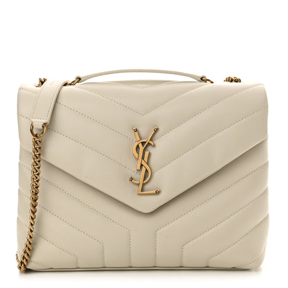 Saint Laurent Calfskin Y Quilted Monogram Small Loulou Chain Satchel Crema Soft 1 of 11