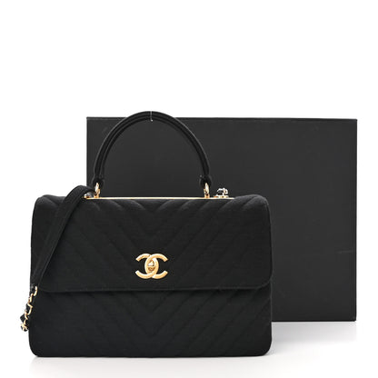 Chanel Jersey Chevron Quilted Medium Trendy CC Dual Handle Flap Bag Black 11 of 11