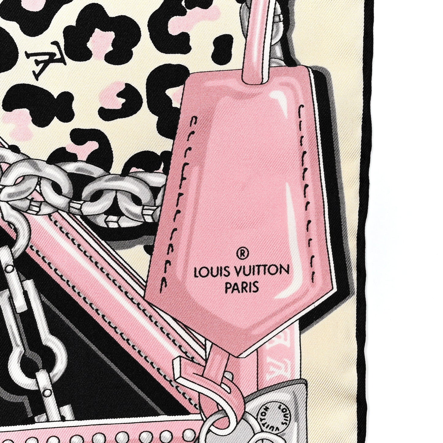 Silk Monogram Wild at Heart Square Scarf Black