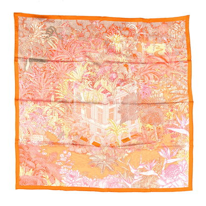 Hermes Silk Faubourg Tropical Scarf 90 Orange Mangue Rose 1 of 5