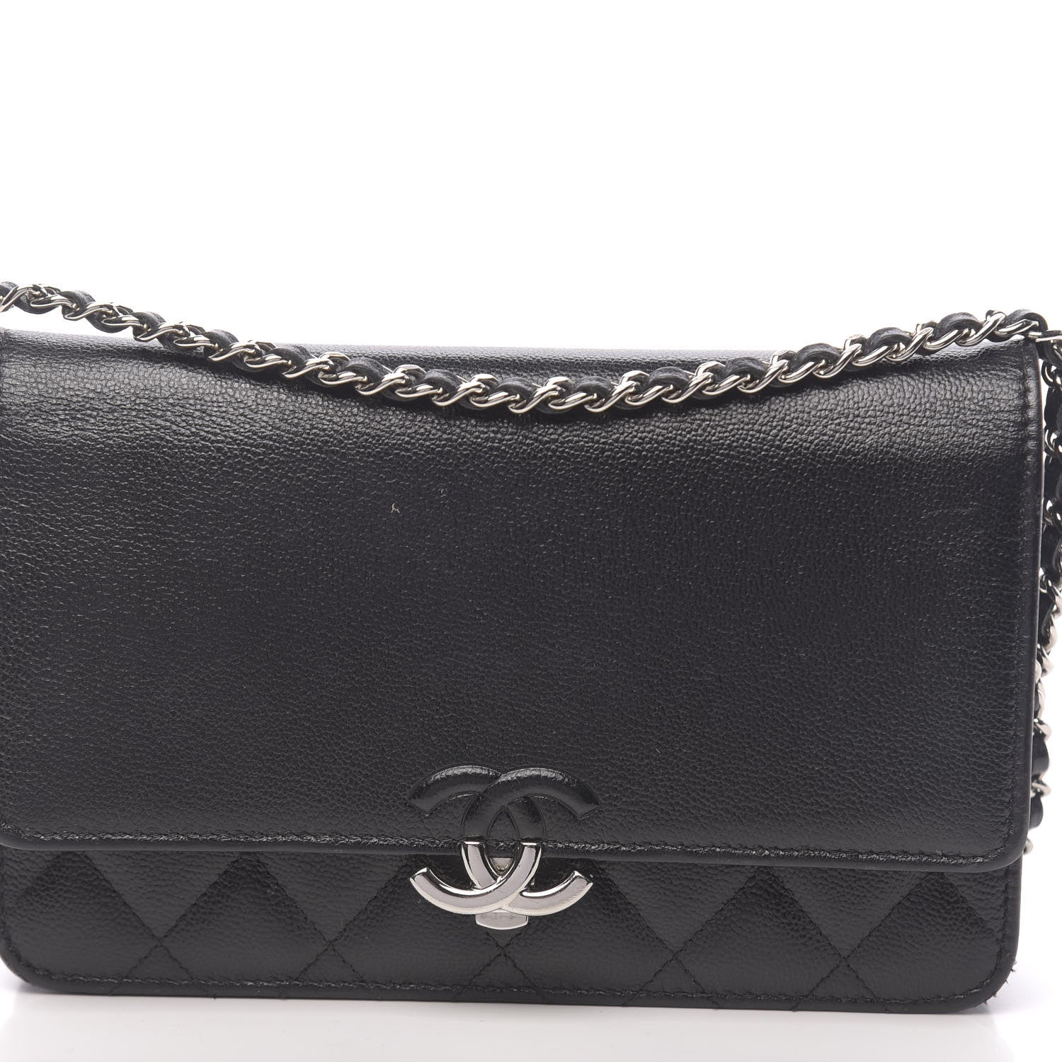 Chanel Grained Calfskin Quilted CC Box Wallet On Chain WOC Black 13 of 13