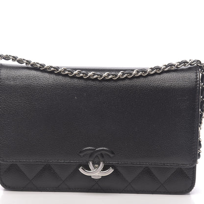 Chanel Grained Calfskin Quilted CC Box Wallet On Chain WOC Black 13 of 13