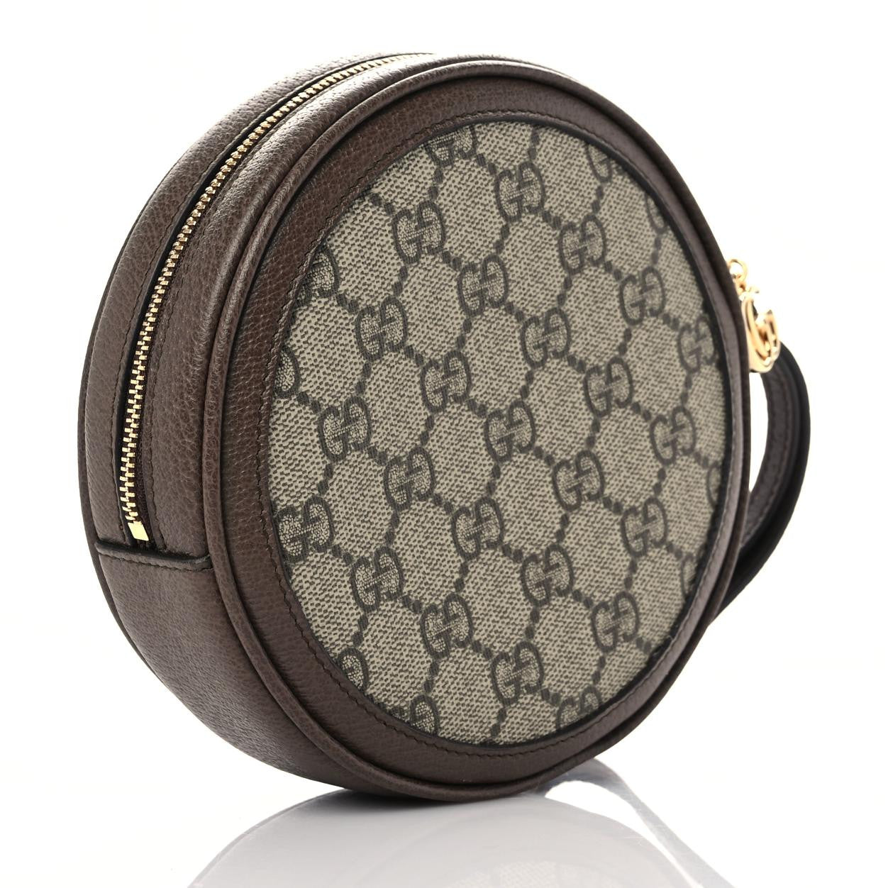 GG Supreme Monogram Web Ophidia Circle Wristlet Beige New Acero
