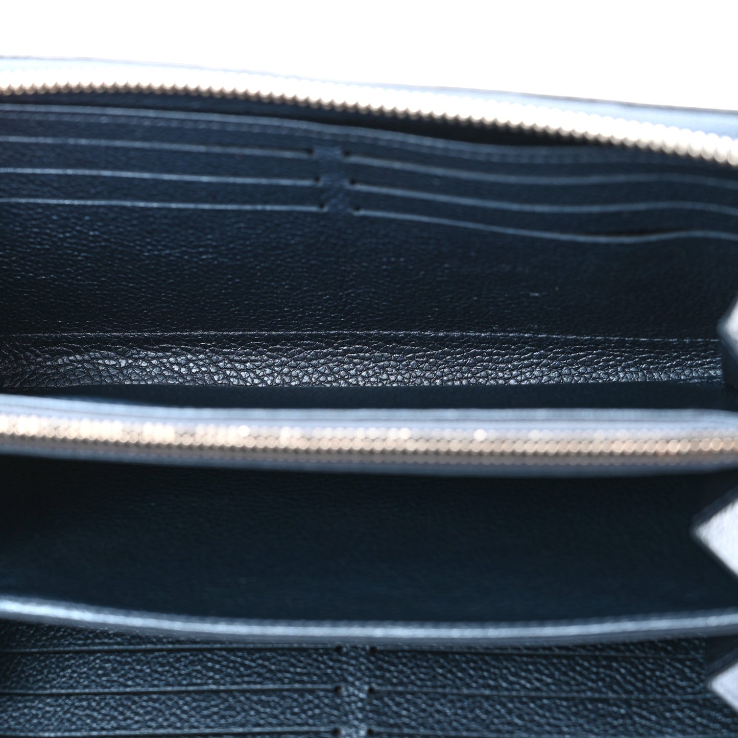 Metallic Empreinte Monogram Zippy Wallet Navy Nacre