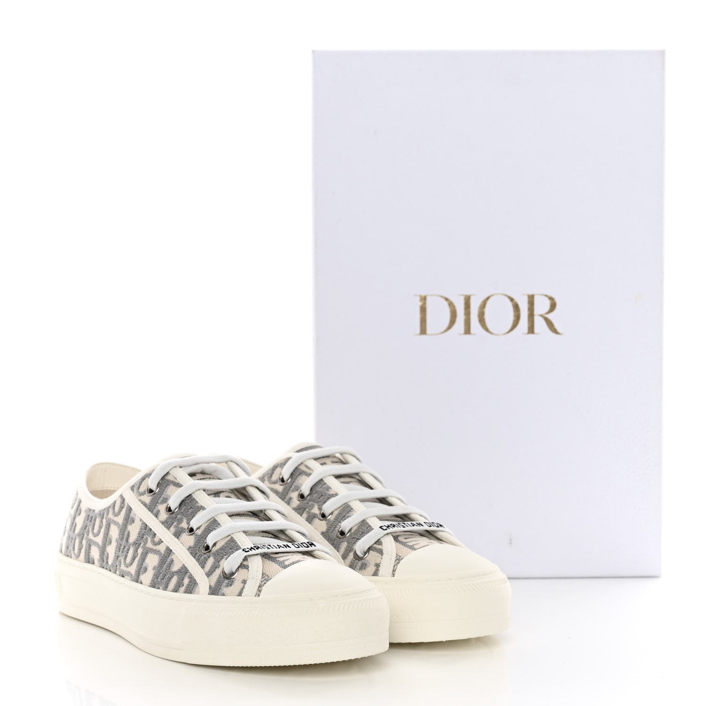 Canvas Oblique Walk'N'Dior Low Top Sneakers 38 Grey Stone