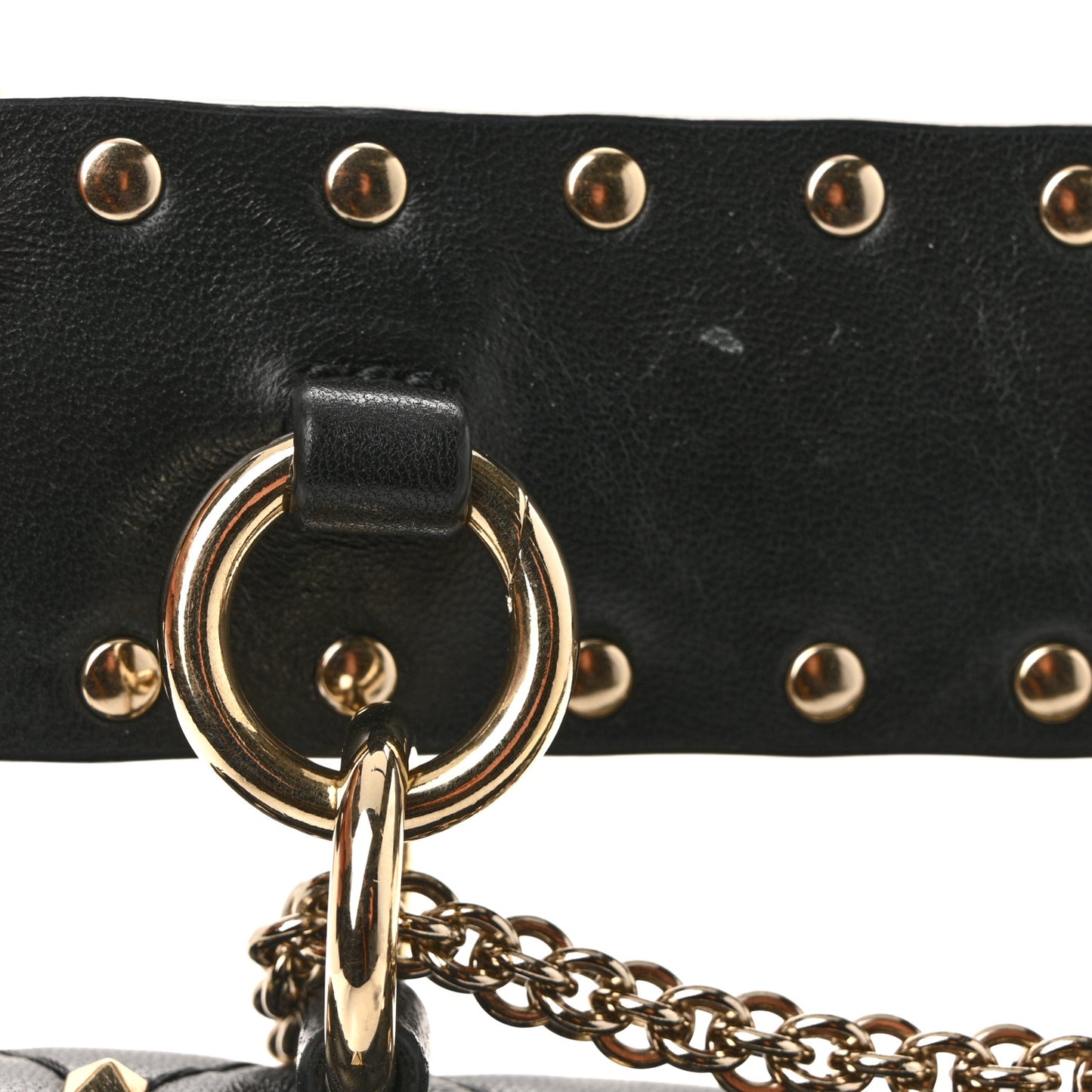 Nappa Small Rockstud Spike Shoulder Bag Black