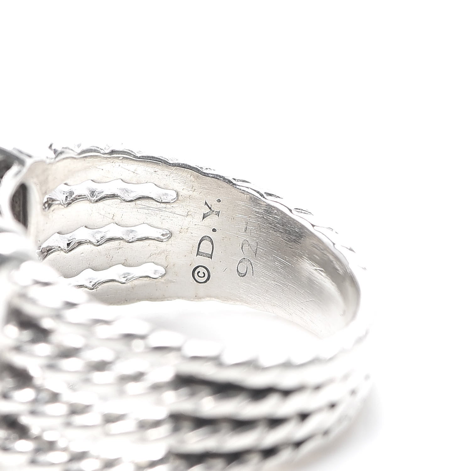 David Yurman Sterling Silver Diamond 16mm Wheaton Ring 60 9 4 of 4
