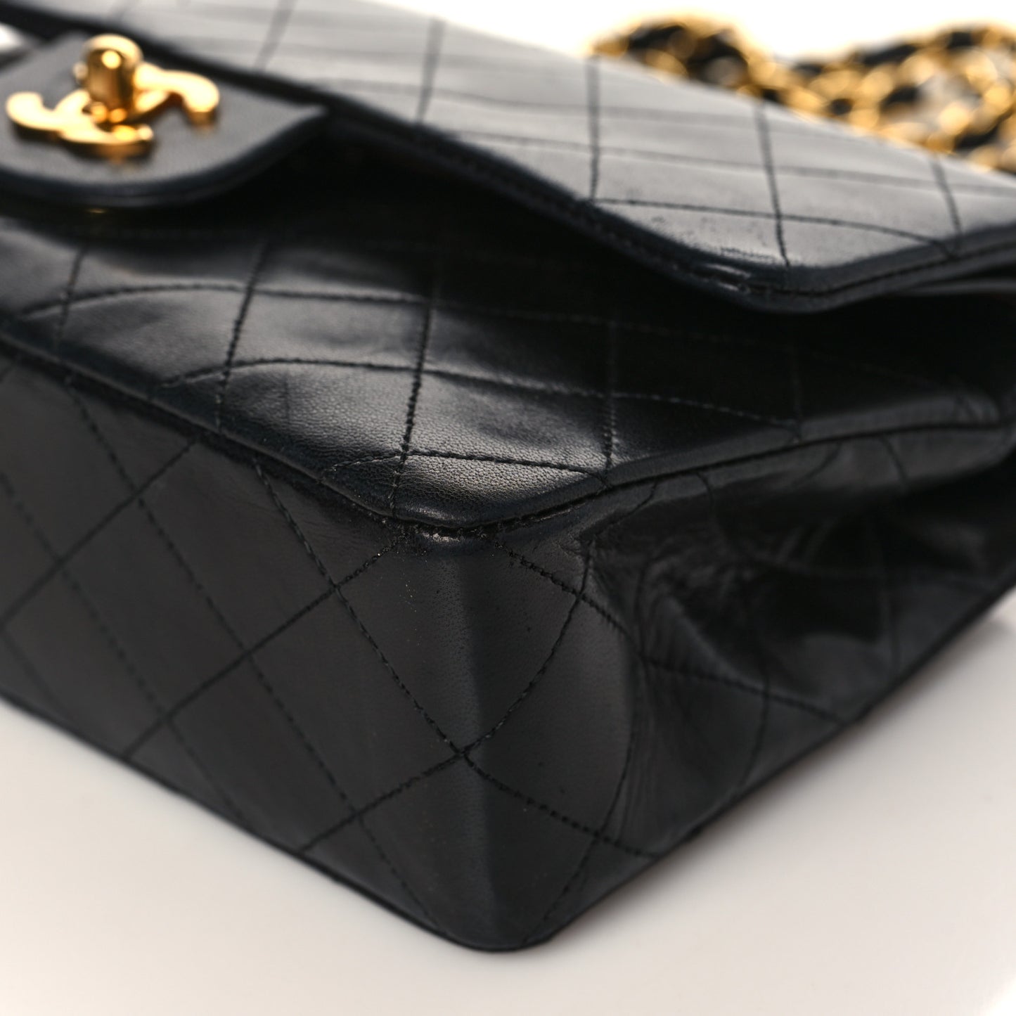 Lambskin Quilted Small Double Flap Black
