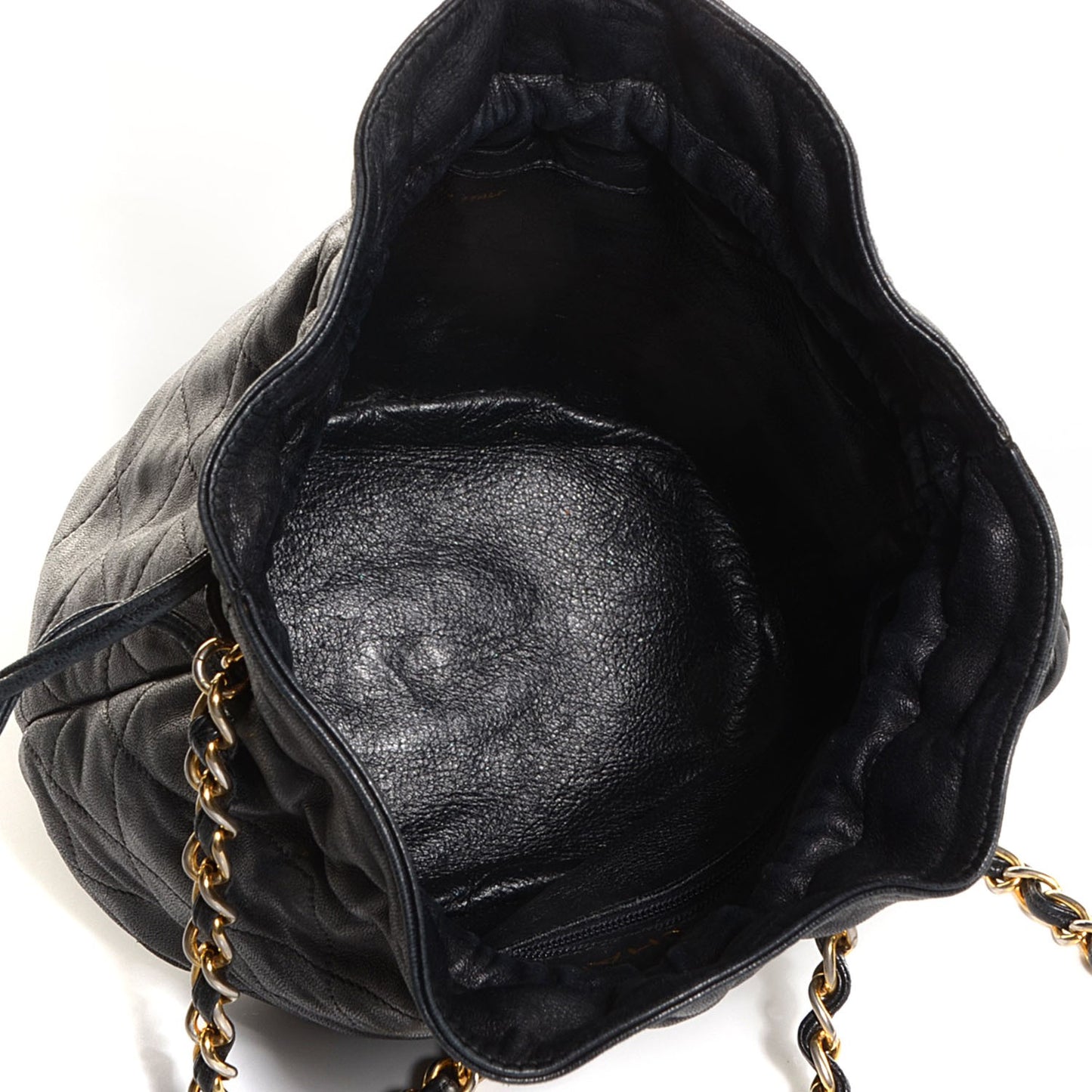 Lambskin Drawstring Pouch Bag Black