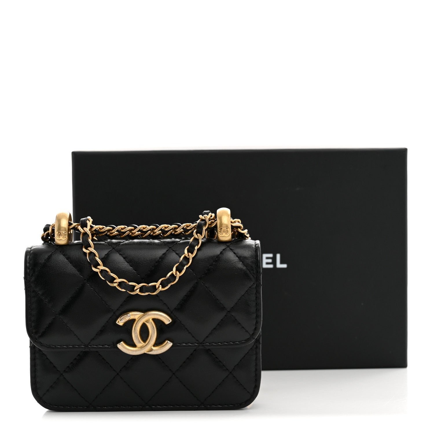 Chanel Calfskin Quilted Perfect Fit Coin Purse With Chain Black 12 of 12