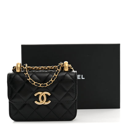 Chanel Calfskin Quilted Perfect Fit Coin Purse With Chain Black 12 of 12
