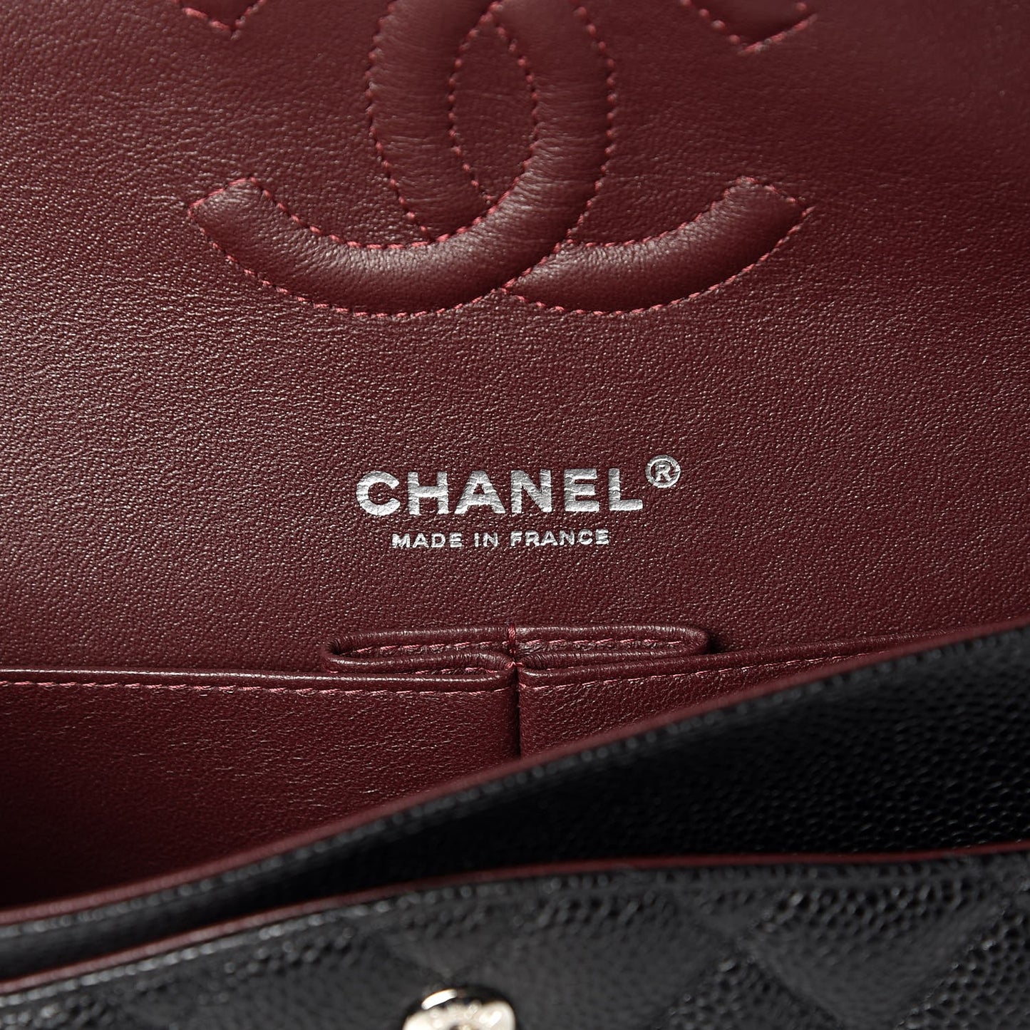 Caviar Quilted Medium Double Flap Black