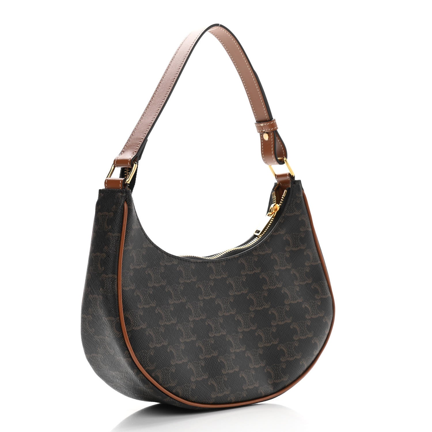 Celine Triomphe Canvas Calfskin Ava Shoulder Bag Tan 3 of 10