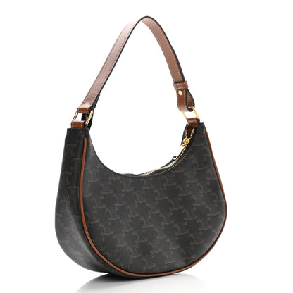 Celine Triomphe Canvas Calfskin Ava Shoulder Bag Tan 3 of 10