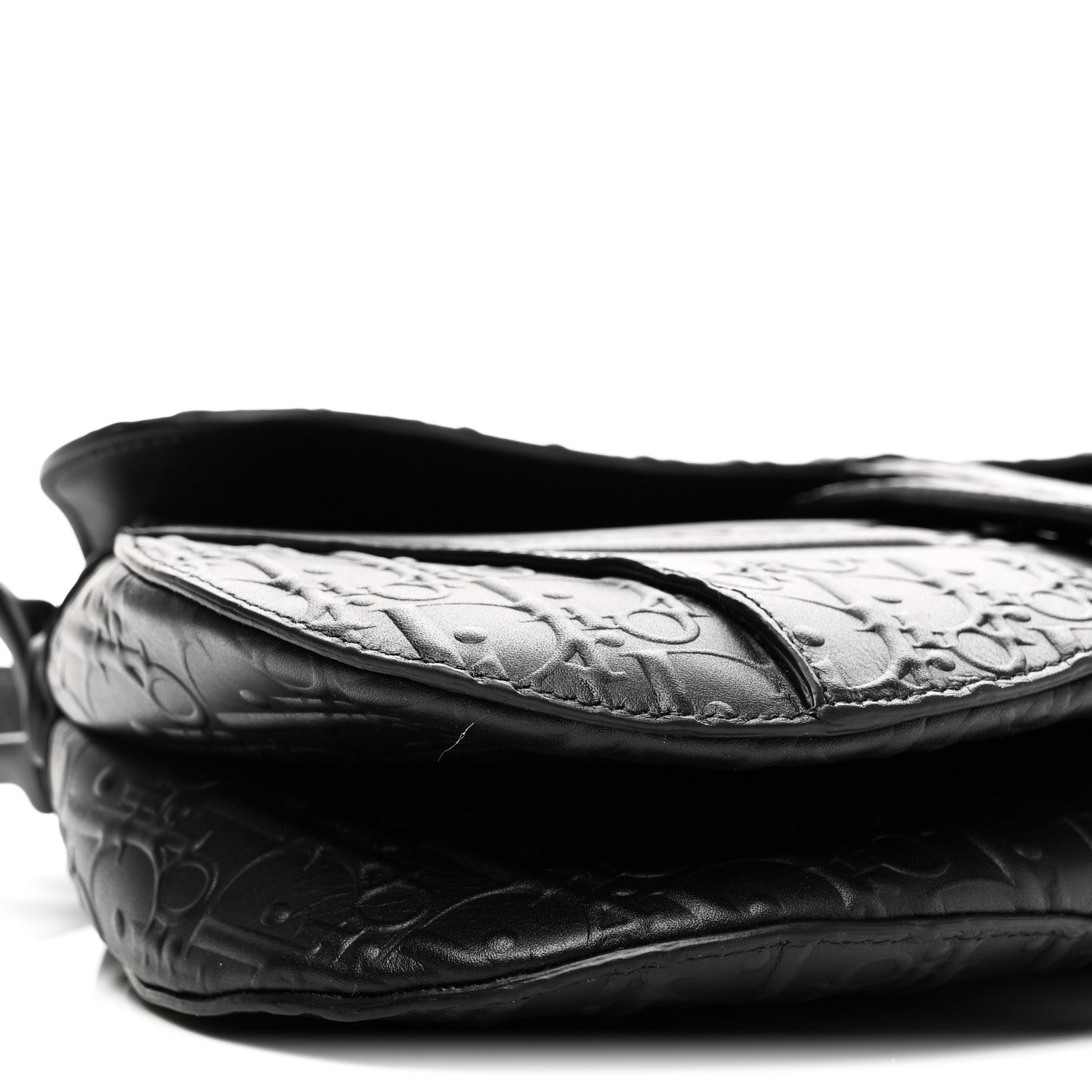 Christian Dior Calfskin Embossed Oblique Saddle Bag Black 9 of 10