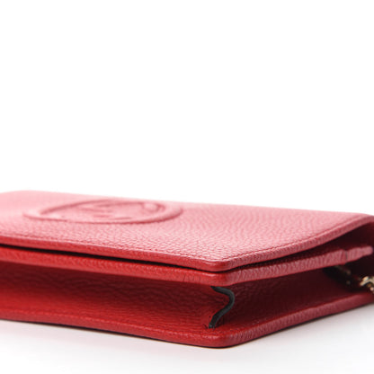 Gucci Pebbled Calfskin Soho Wallet on Chain Hibiscus Red 7 of 10