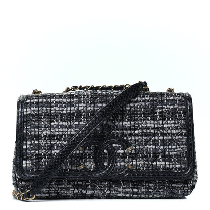 Chanel Tweed Snakeskin Quilted Medium CC Filigree Flap Multicolor 1 of 4