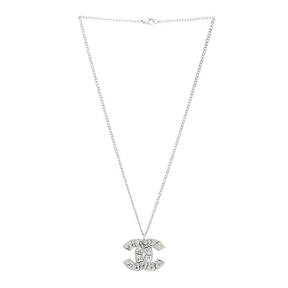Chanel Heart Crystal CC Necklace Silver 3 of 5