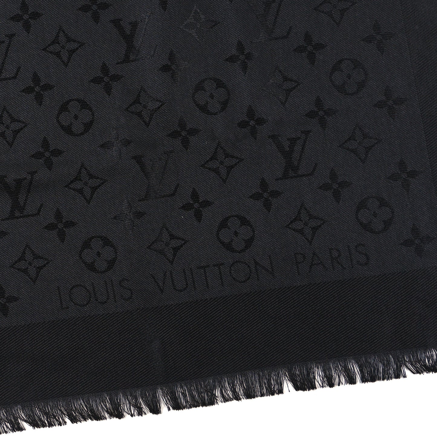 Silk Wool Monogram Shawl Black