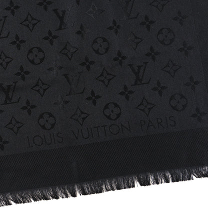 Louis Vuitton Silk Wool Monogram Shawl Black 2 of 3