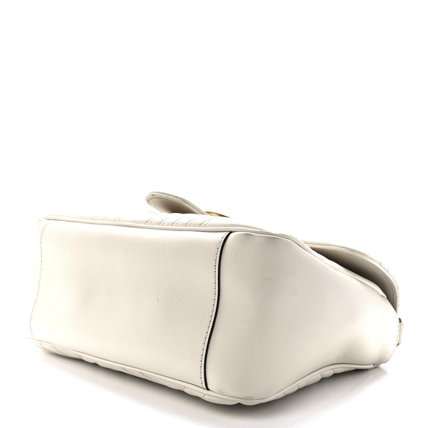 Calfskin Matelasse Small GG Marmont Top Handle Shoulder Bag White